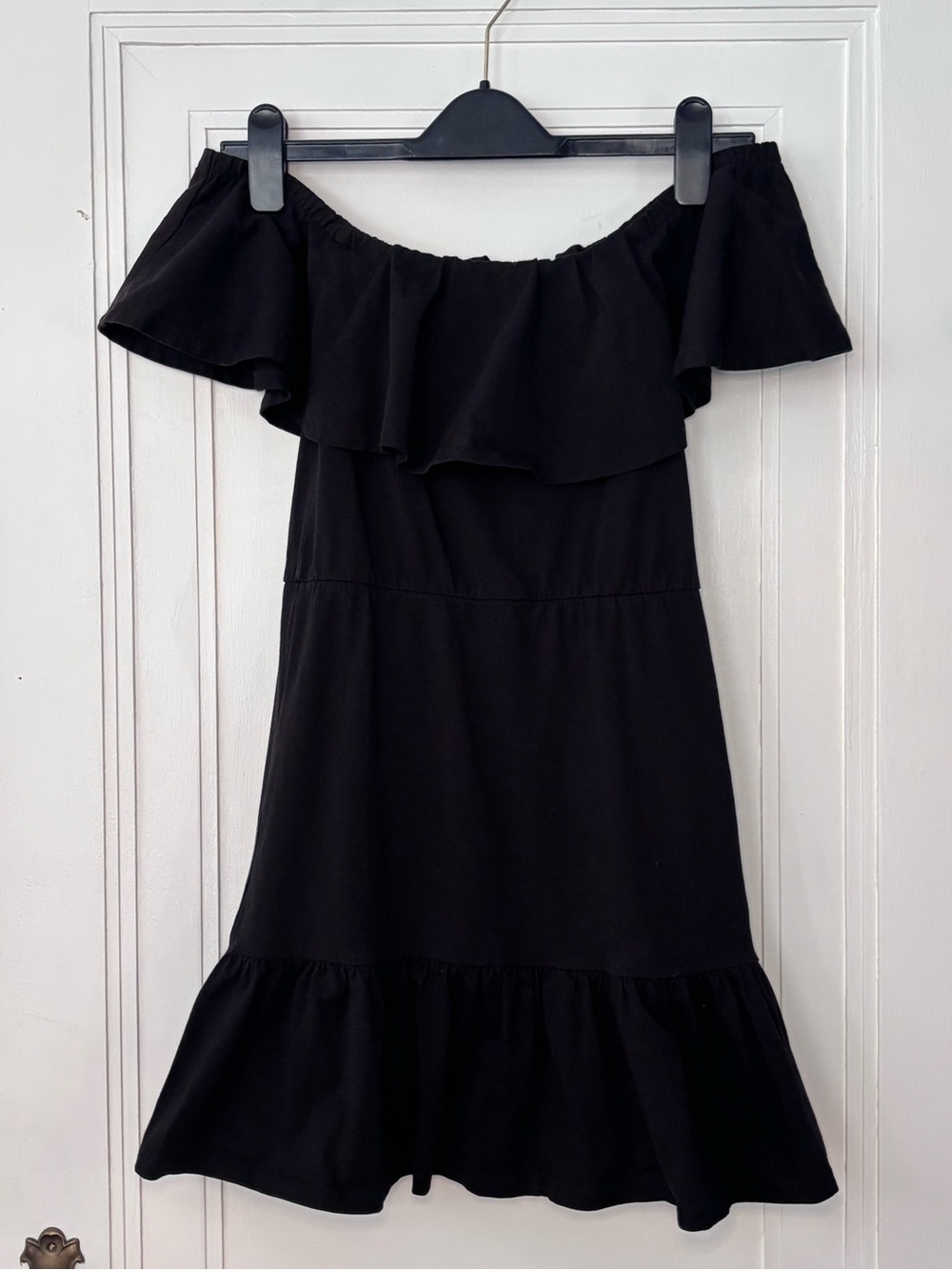 ASOS Black Ruffle Off Shoulder Mini Dress sz 0